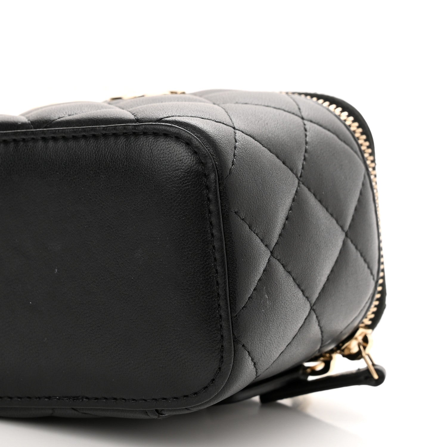 Chanel Lambskin Quilted Mini Vanity Case With Pearl Chain Black 11 of 12