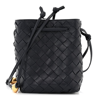 Bottega Veneta Nappa Intrecciato Small Drawstring Bucket Bag Navy 1 of 9