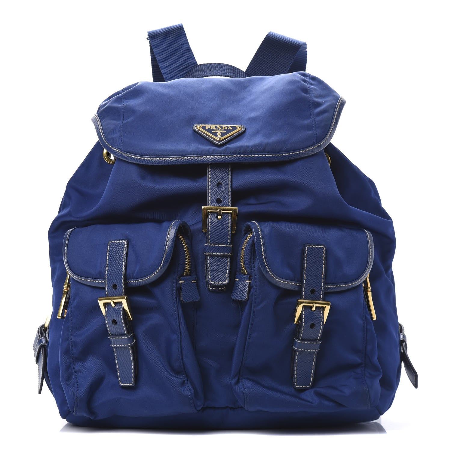 Prada Tessuto Nylon Saffiano Vela Medium Backpack Blue 1 of 11