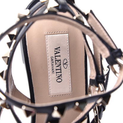 Valentino Garavani Calfskin Rockstud Ankle Wrap Flat Thong Sandals 37 Black 7 of 8