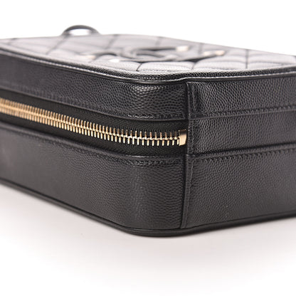Chanel Caviar Quilted CC North South Filigree Vanity Case Black 8 of 10