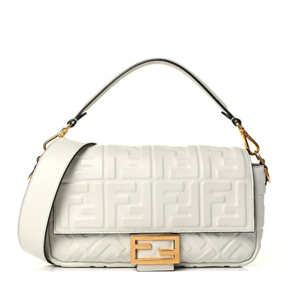 Fendi Nappa FF 1974 Embossed Baguette White 1 of 7