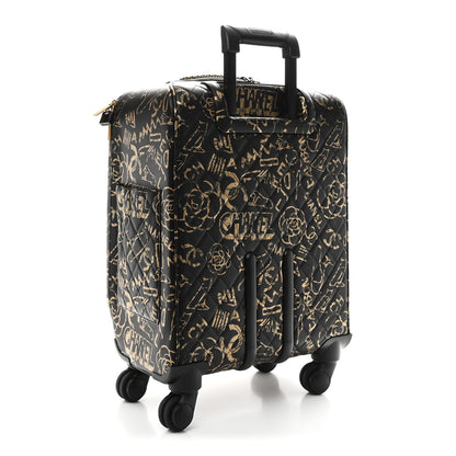 Chanel Calfskin Quilted Graffiti Trolley Black Gold 2 of 12