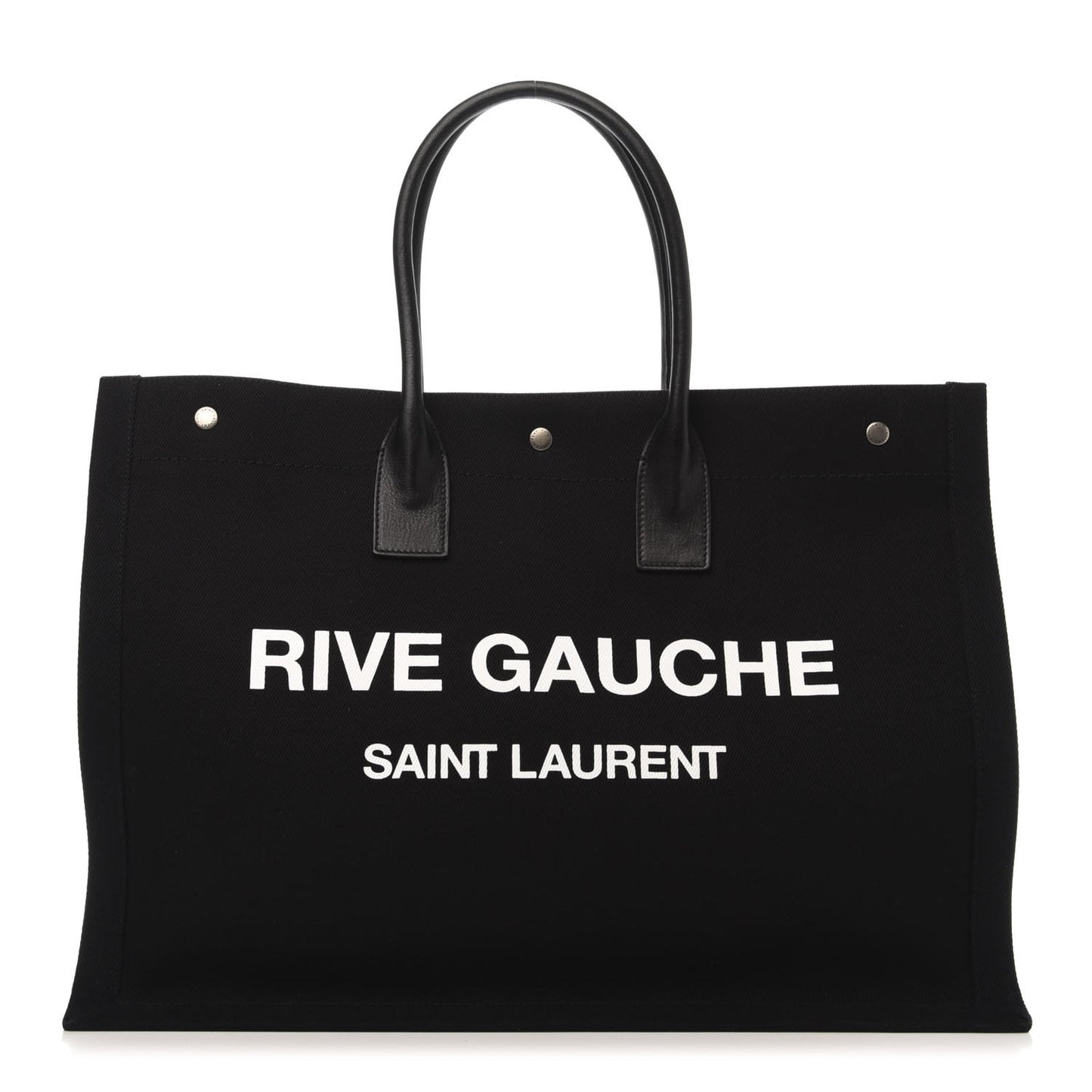 Linen Calfskin Rive Gauche Tote Black