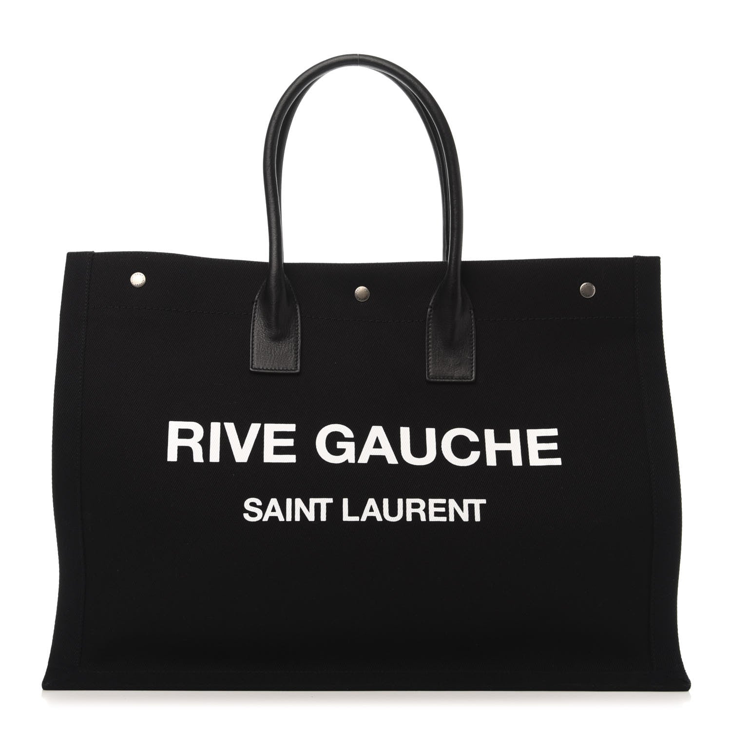 Saint Laurent Linen Calfskin Rive Gauche Tote Black 1 of 10