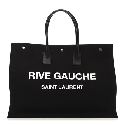 Saint Laurent Linen Calfskin Rive Gauche Tote Black 1 of 10