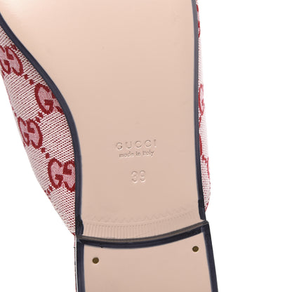Gucci Canvas GG Monogram Horsebit Womens Princetown Slippers 39 Gardenia Hibiscus Red 9 of 9