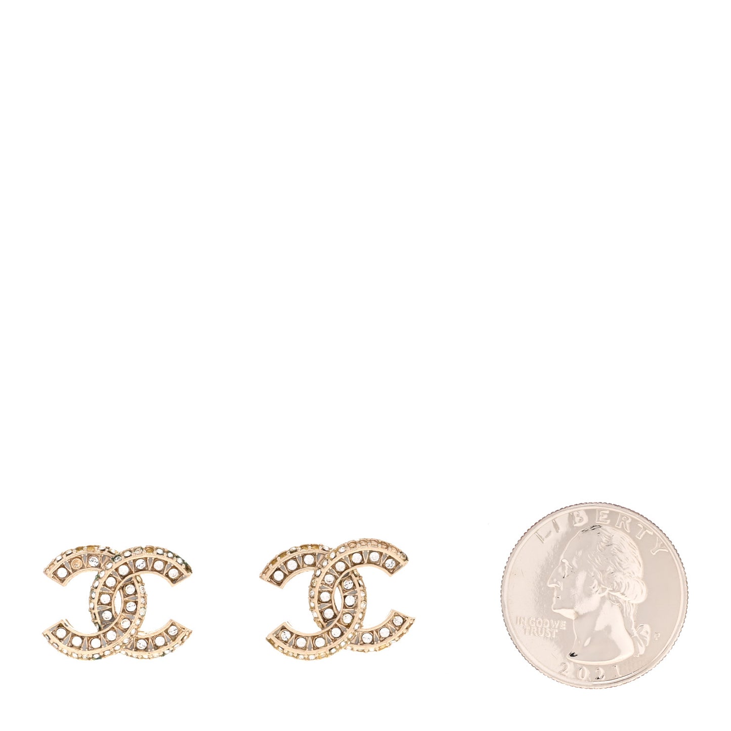 Crystal Timeless CC Earrings Light Gold