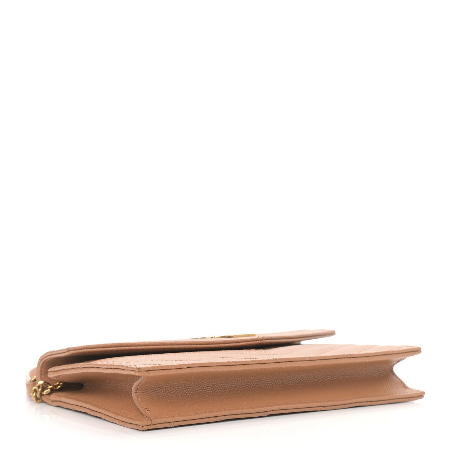 Grain De Poudre Matelasse Chevron Monogram Envelope Chain Wallet Dune