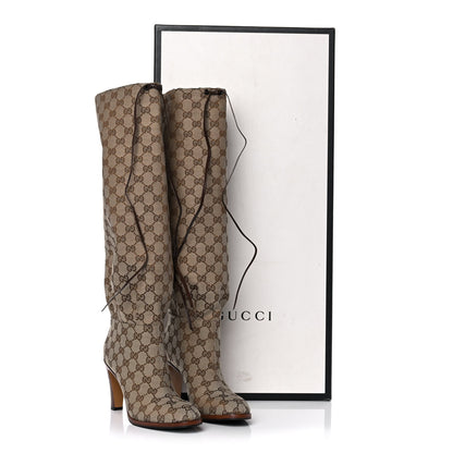 Gucci Monogram Lisa Mid Heel Boots 39.5 Beige Ebony 8 of 8
