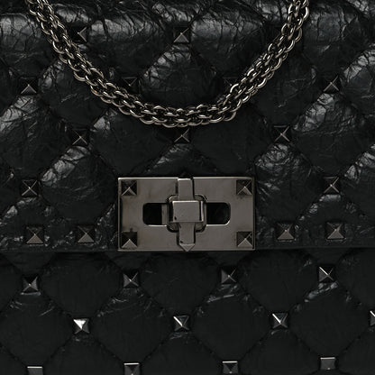 Valentino Garavani Craquele Nappa Rockstud Spike Wallet on Chain Black 7 of 9
