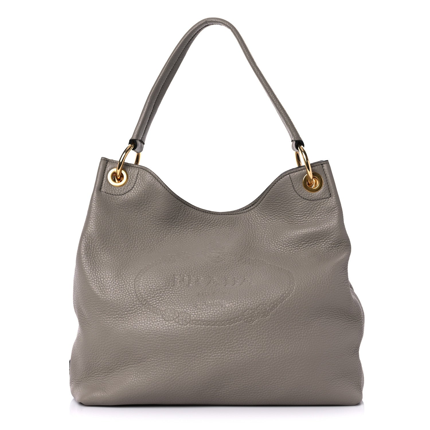 Prada Vitello Phenix Logo Hobo Argilla 1 of 11