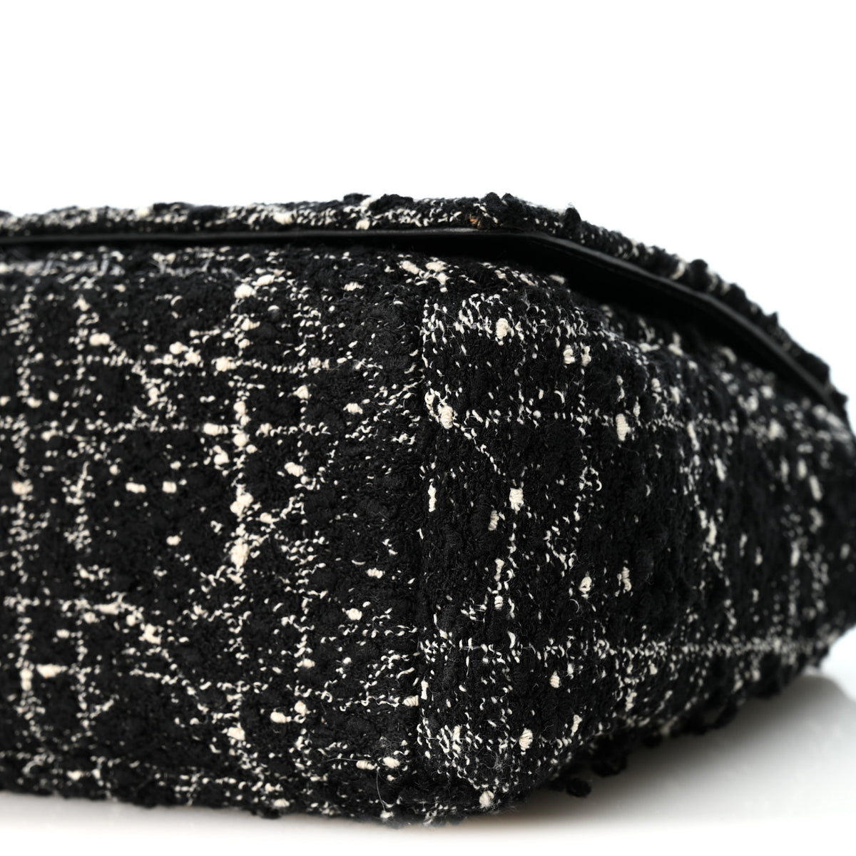 Calfskin Tweed Embroidered Cannage Medium Caro Bag Black White