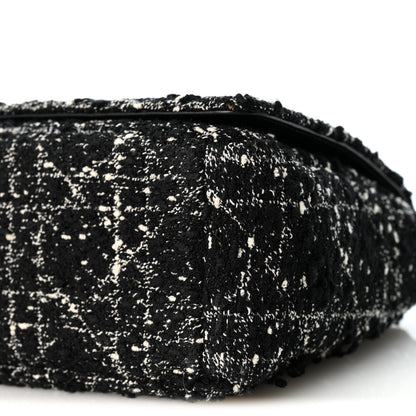Christian Dior Calfskin Tweed Embroidered Cannage Medium Caro Bag Black White 10 of 10