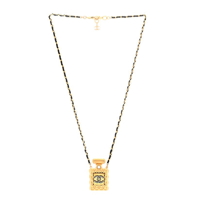 Chanel Lambskin Crystal Pearl Perfume Bottle CC Necklace Gold 3 of 5