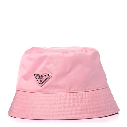 Prada Re-Nylon Metal Triangle Logo Womens Bucket Hat M Begonia 1 of 4