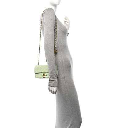 Chanel Lambskin Quilted Mini Rectangular Pearl Crush Flap Light Green 2 of 10