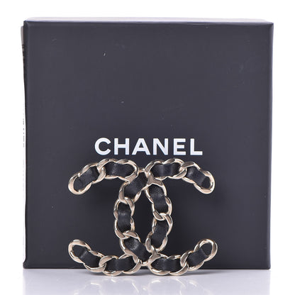 Chanel Lambskin Chain CC Brooch Black Gold 5 of 5