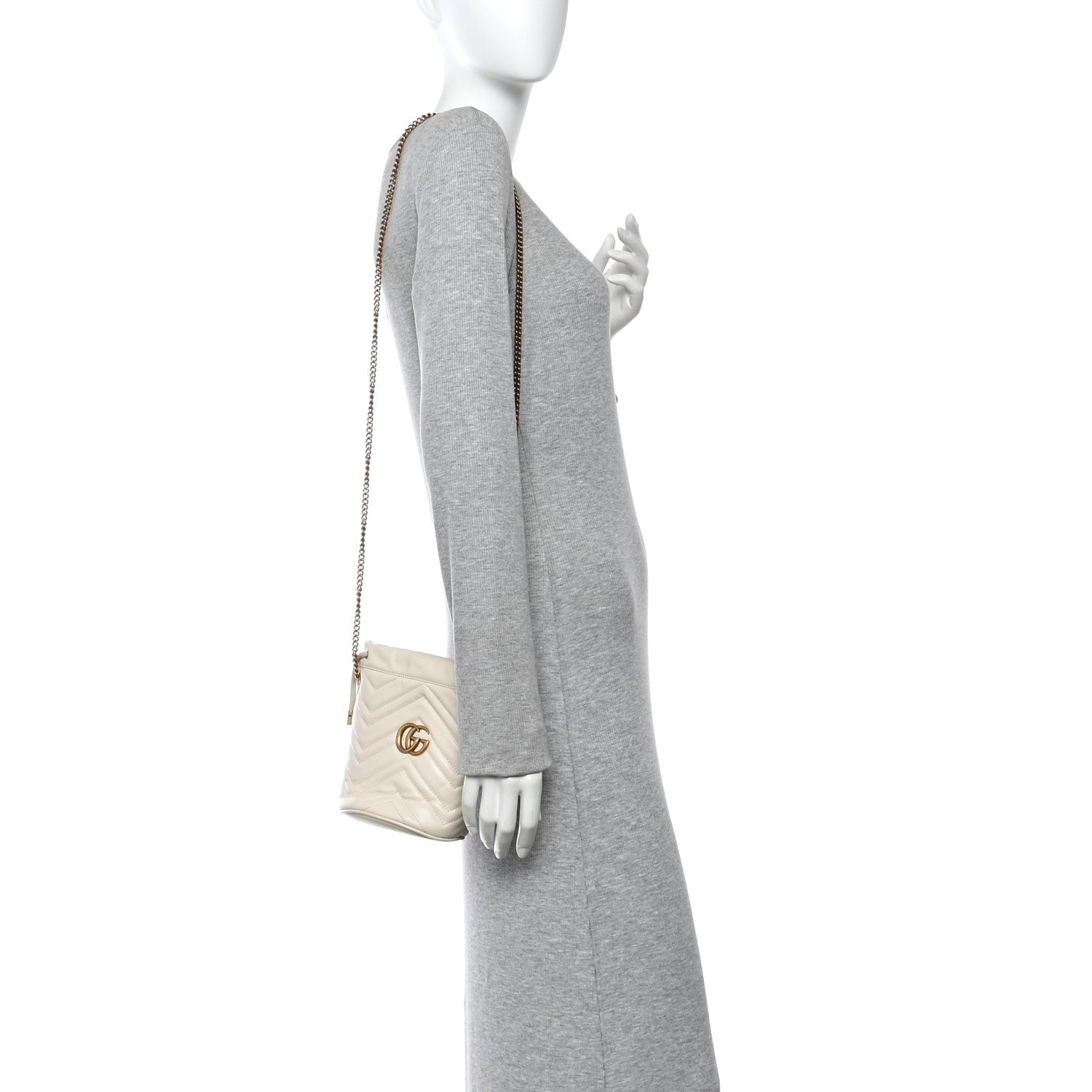 Gucci Calfskin Matelasse Mini GG Marmont 2.0 Bucket Bag White 2 of 10