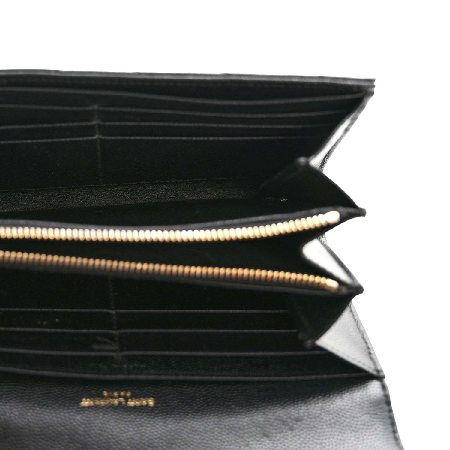 Saint Laurent Grain De Poudre Matelasse Chevron Monogram Flap Wallet Black 5 of 13