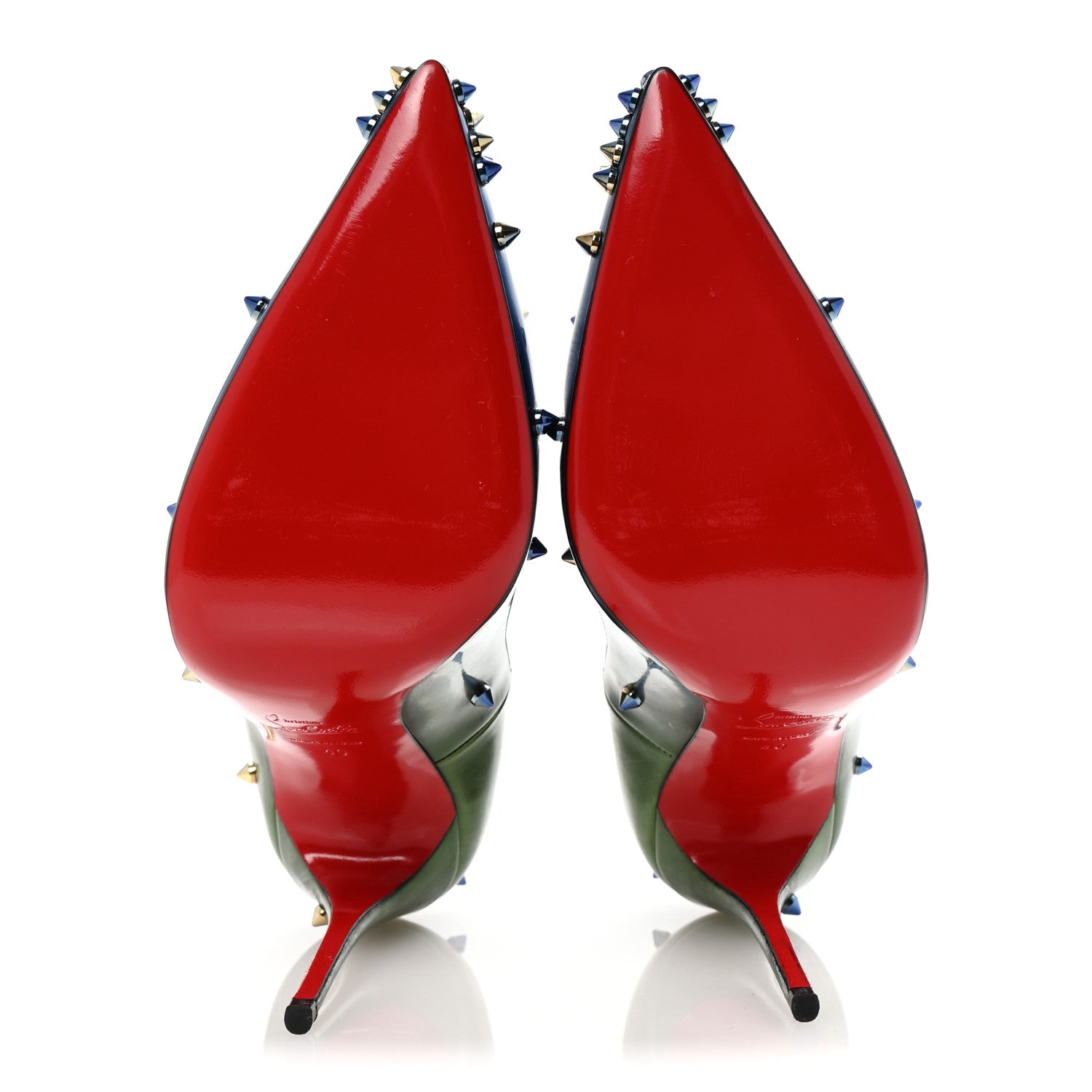 Christian Louboutin Patent Scarabe Degraspike 120 Pumps 40 Blue Green 6 of 8