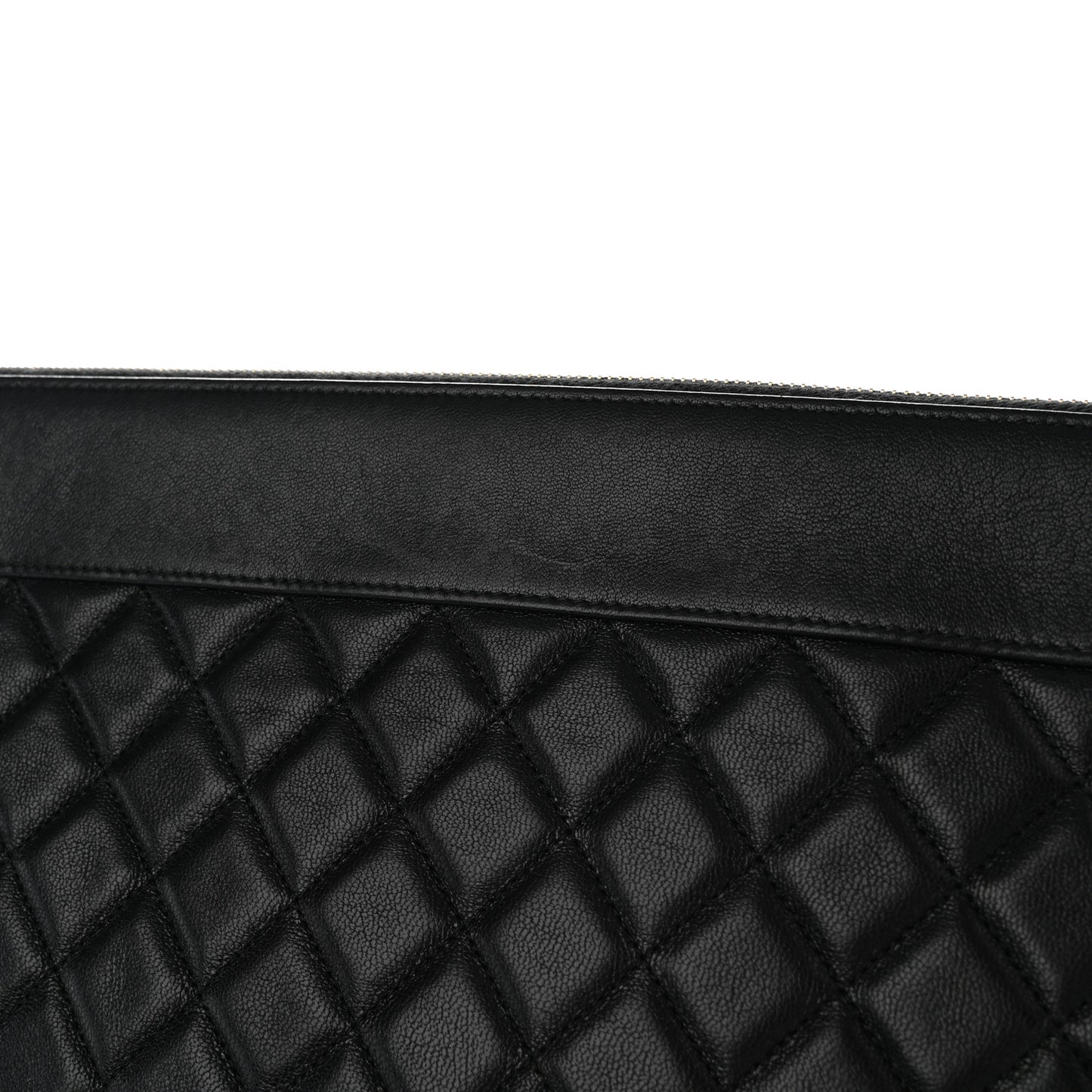 Lambskin Quilted Large Vintage Mademoiselle Cosmetic Case Black