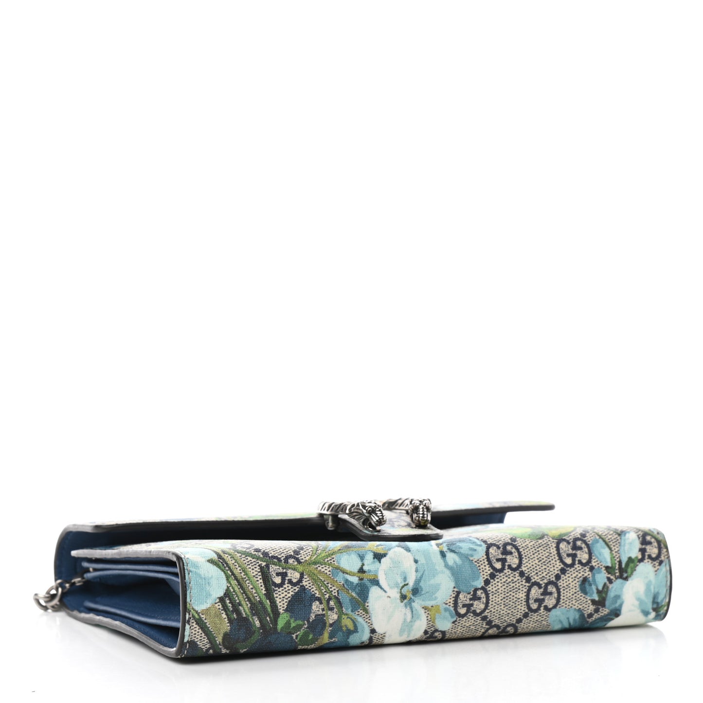GG Supreme Monogram Blooms Mini Dionysus Chain Wallet Beige Blue Navy Vintage Blue