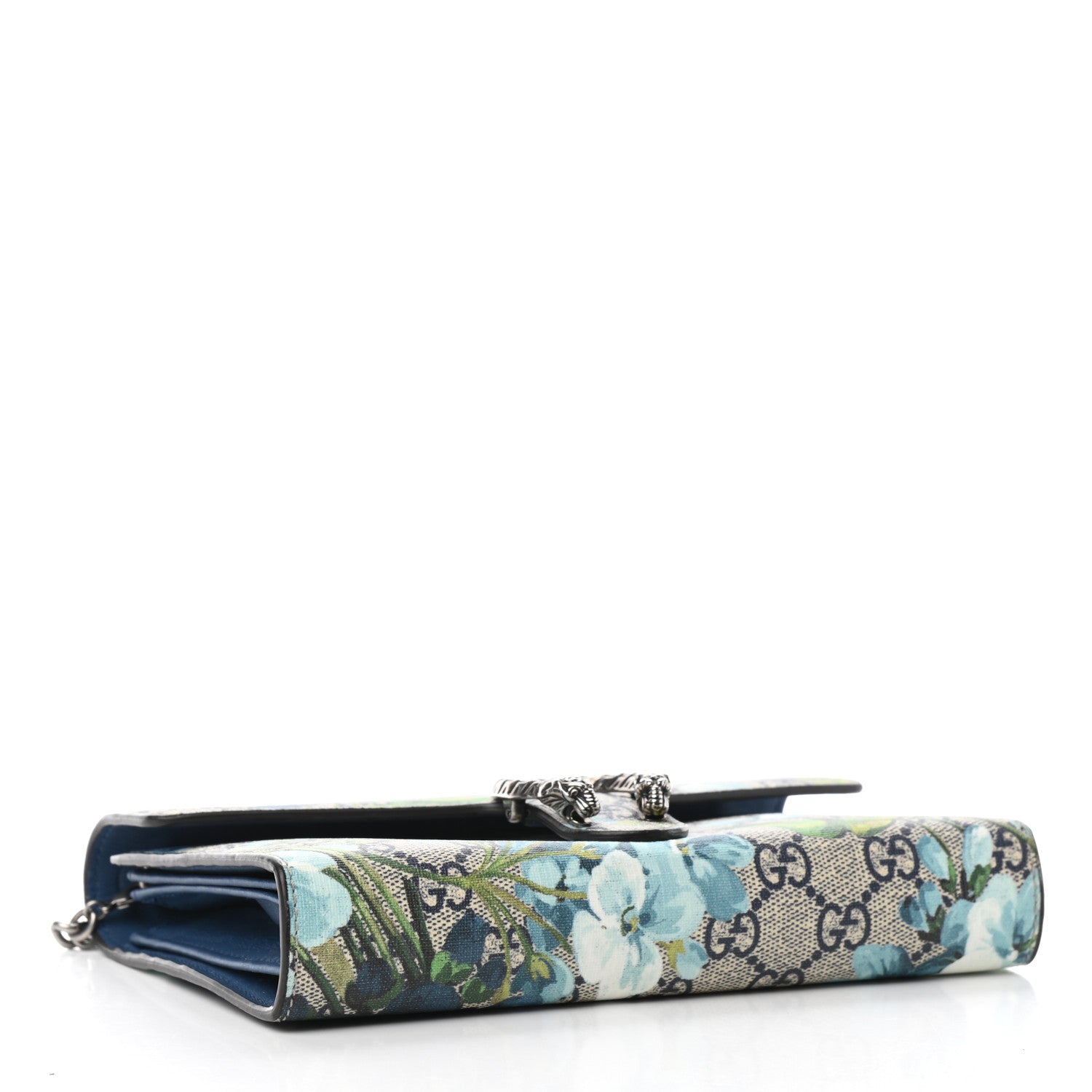 Gucci GG Supreme Monogram Blooms Mini Dionysus Chain Wallet Beige Blue Navy Vintage Blue 3 of 9