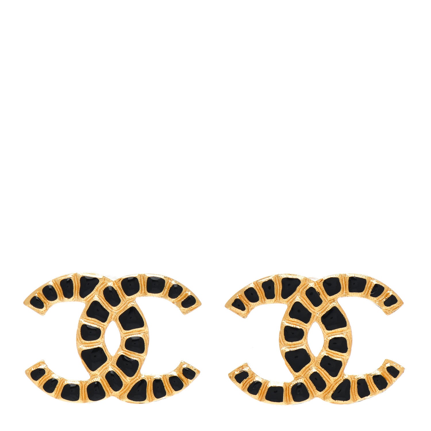 Chanel Resin Along The Nile CC Earrings Gold Black 1 of 4