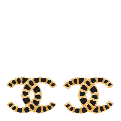 Chanel Resin Along The Nile CC Earrings Gold Black 1 of 4