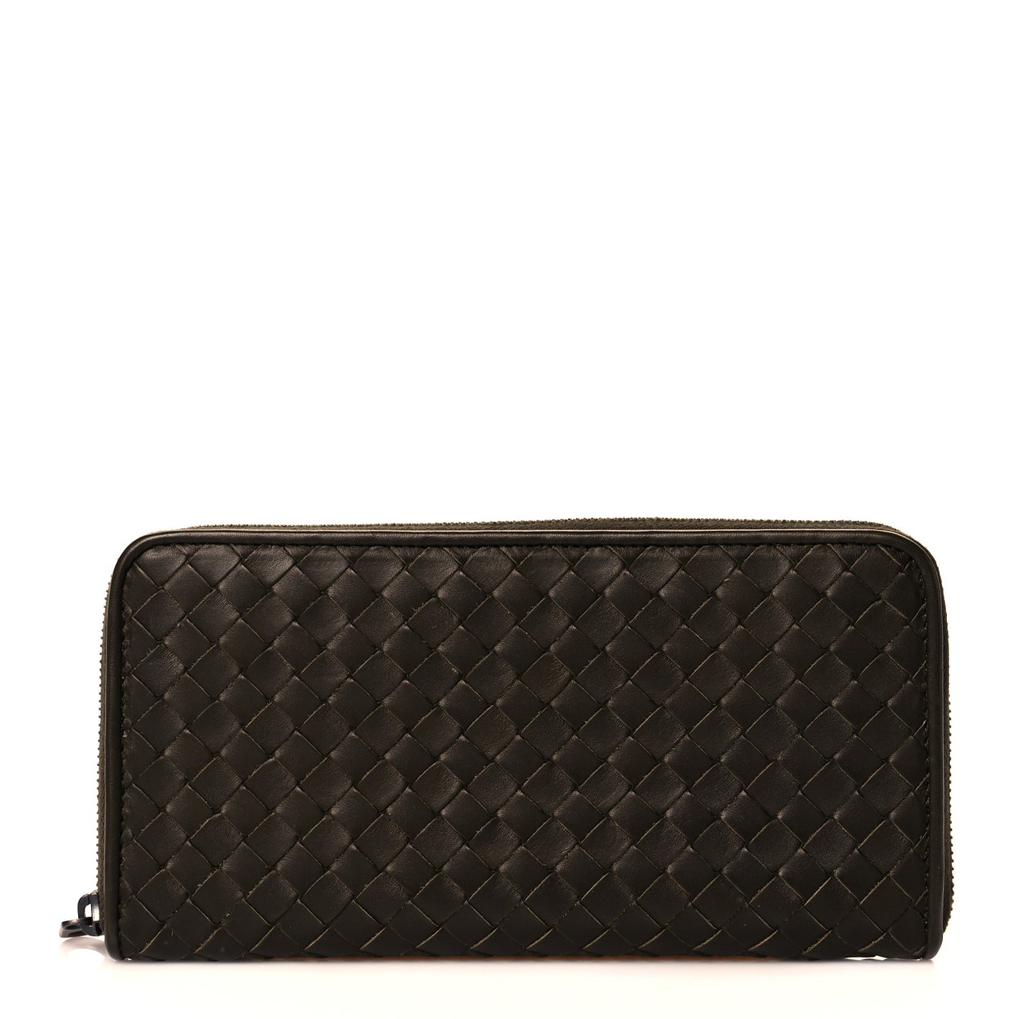 Nappa Intrecciato Zip Around Wallet Kaki Plaster