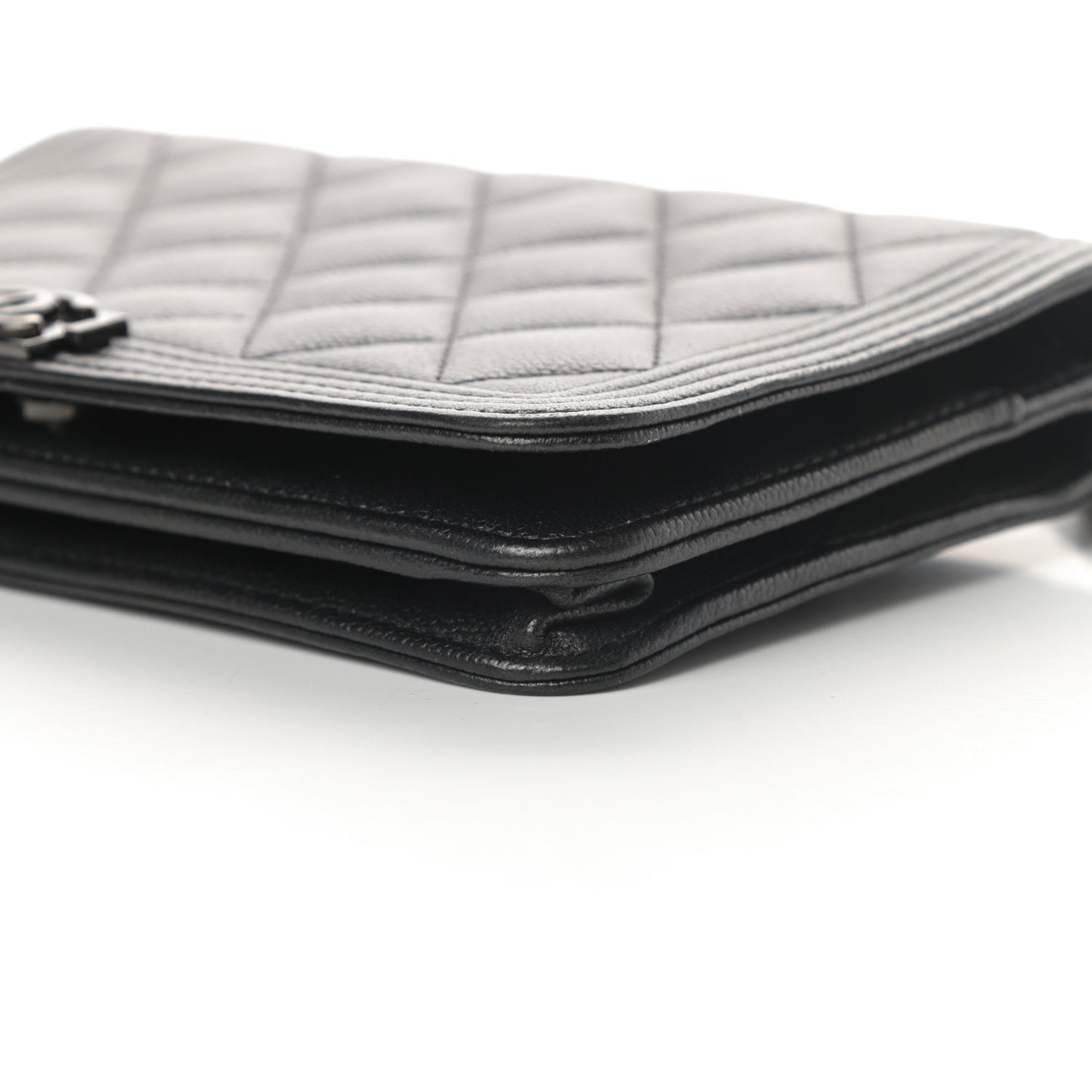 Caviar Quilted Boy Wallet On Chain WOC So Black