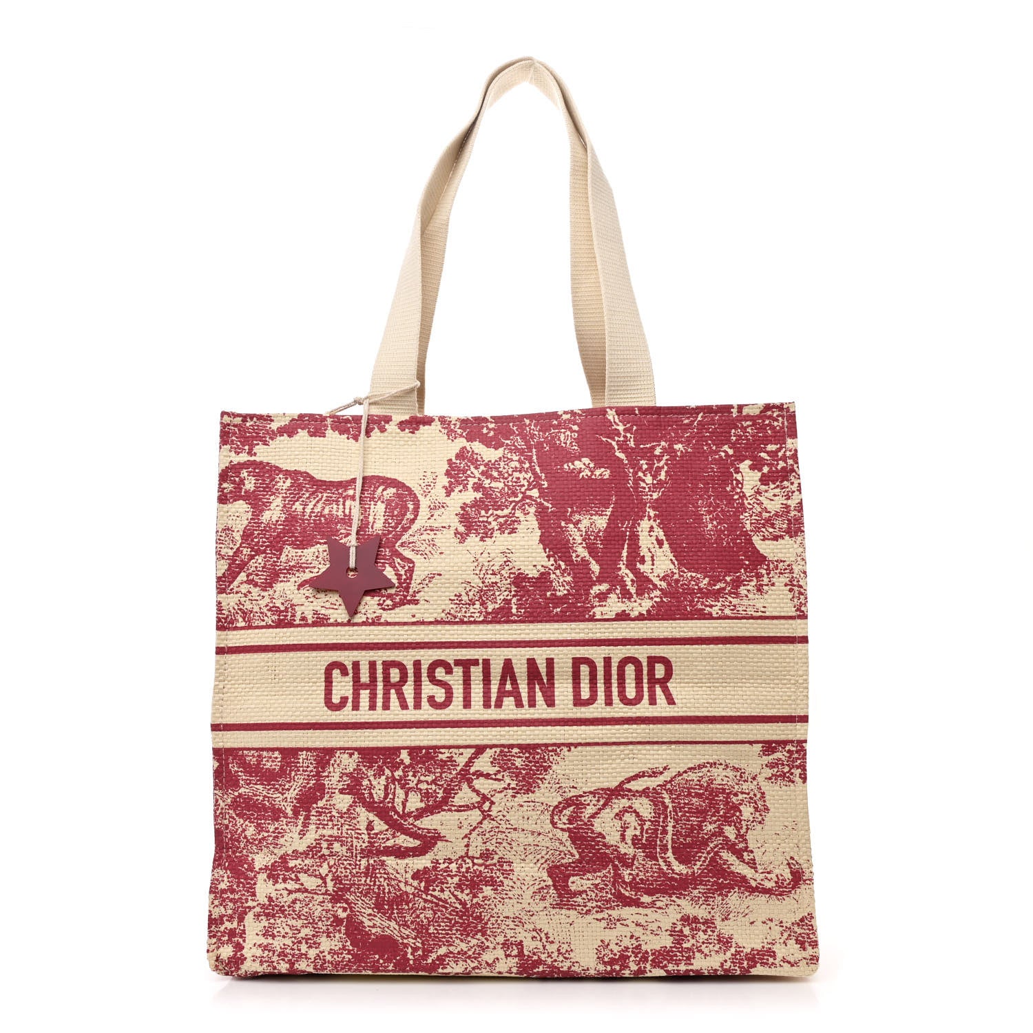 Christian Dior Straw Dioriviera Tote Red 1 of 11