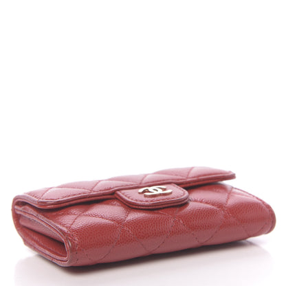 Chanel Caviar Quilted Flap Card Holder Wallet Red 4 of 15