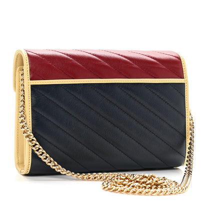 Gucci Azalea Calfskin Matelasse Diagonal Torchon GG Marmont Chain Wallet Blue Agata New Cherry Red Butter 3 of 13