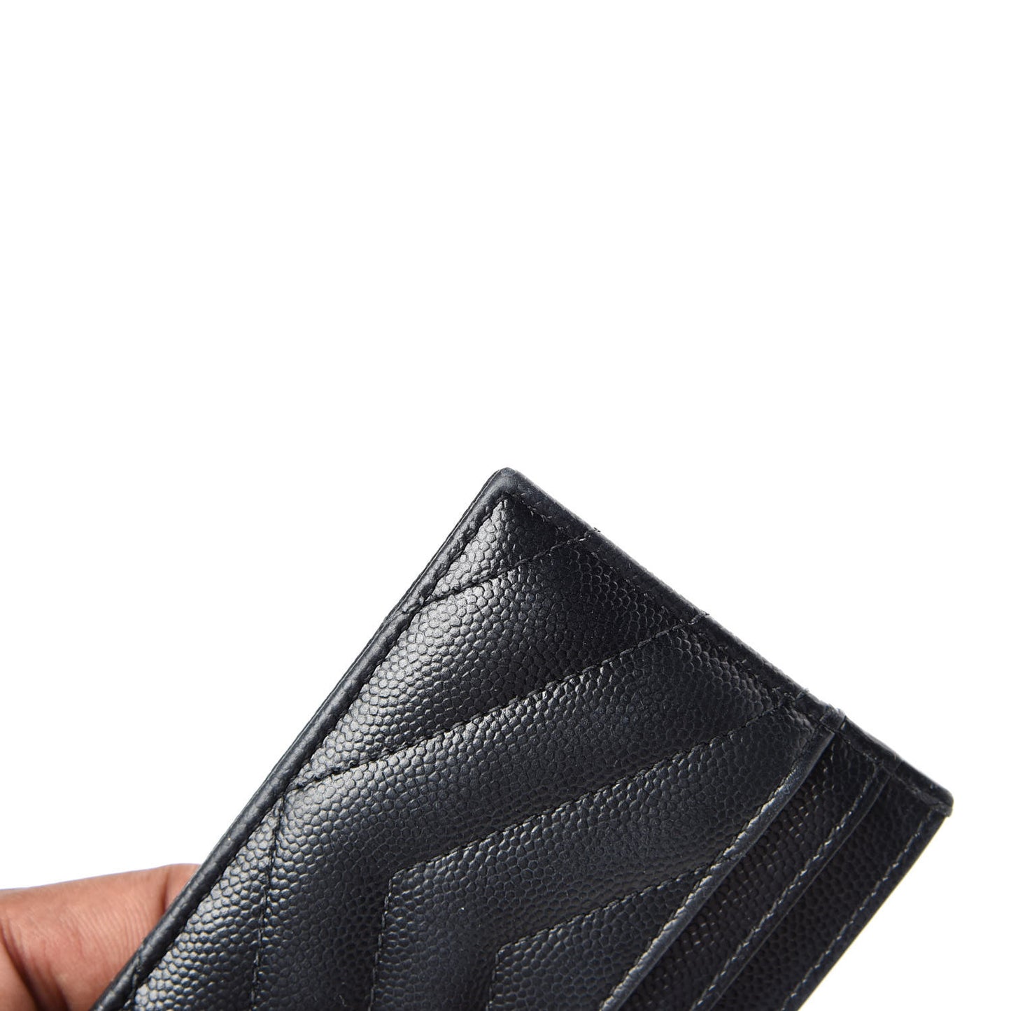 Grain De Poudre Matelasse Chevron Monogram Credit Card Case Black