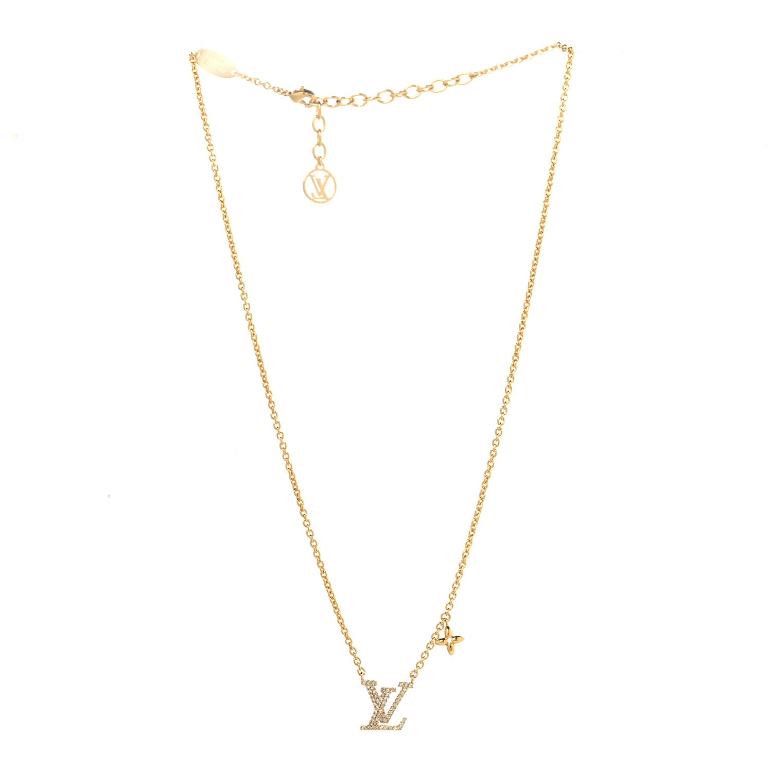 Louis Vuitton Metal Crystal LV Iconic Necklace Gold 3 of 6