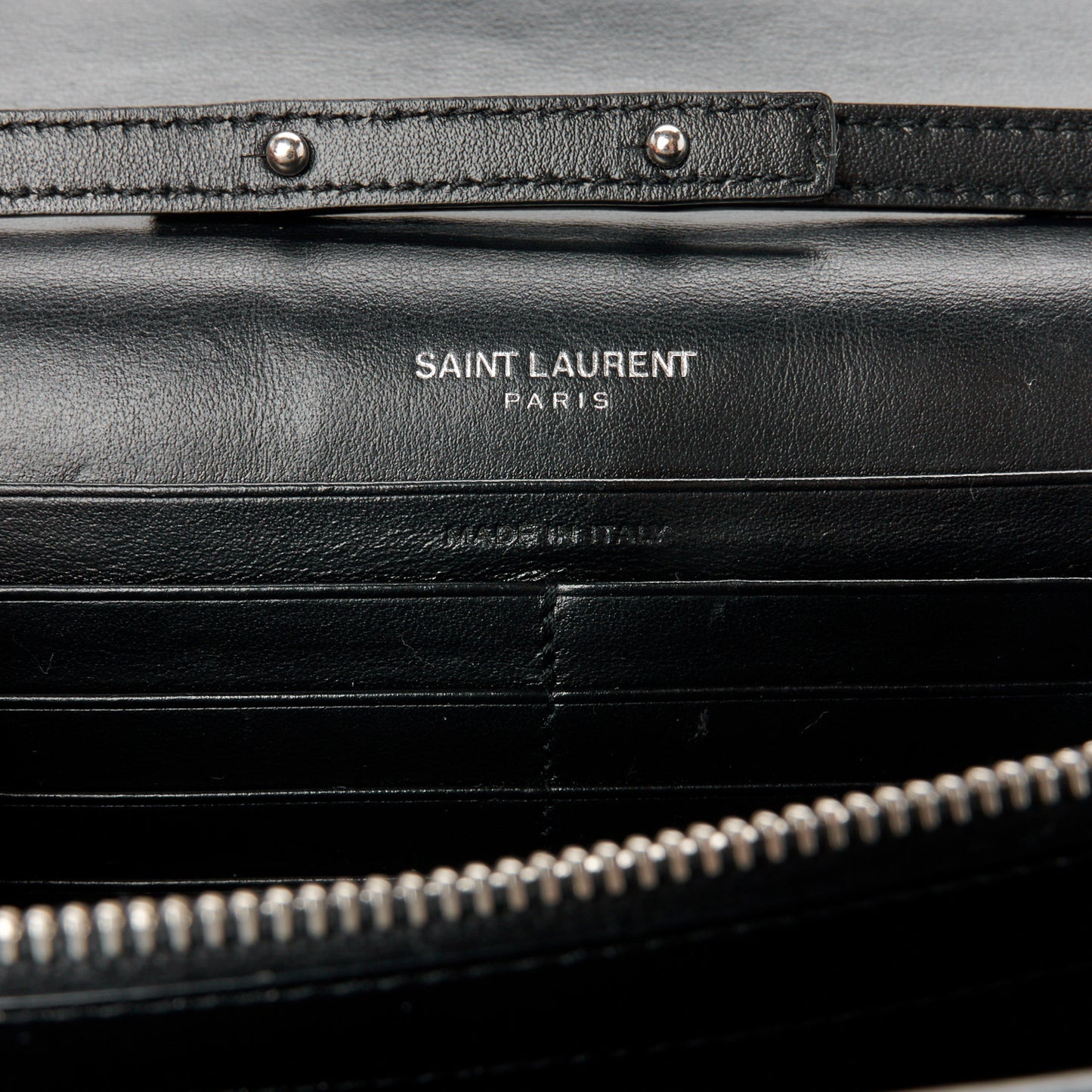 Crocodile Embossed Calfskin Monogram Chain Wallet Black