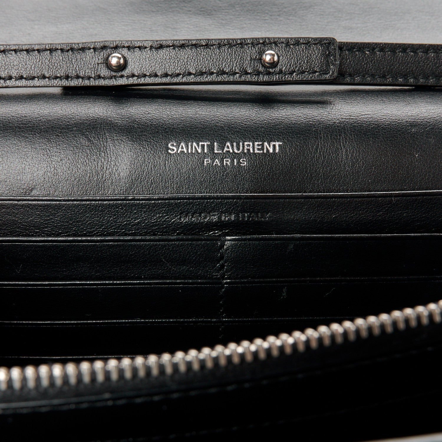 Saint Laurent Crocodile Embossed Calfskin Monogram Chain Wallet Black 6 of 9