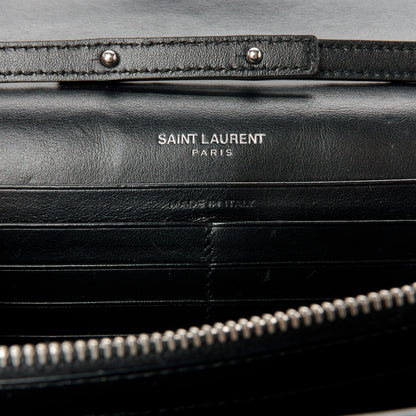 Saint Laurent Crocodile Embossed Calfskin Monogram Chain Wallet Black 6 of 9