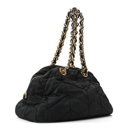 Prada Tessuto Nylon Chevron Catena Bag Black 3 of 10