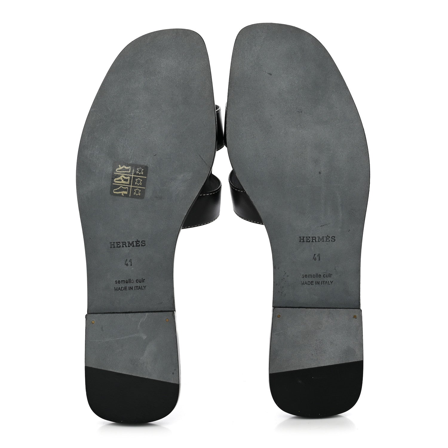 Hermes Box Calfskin Oran Sandals 41 Black 5 of 10