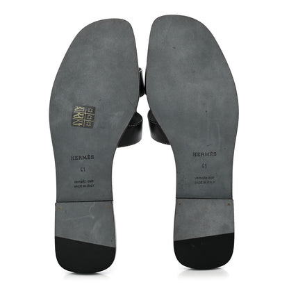 Hermes Box Calfskin Oran Sandals 41 Black 5 of 10