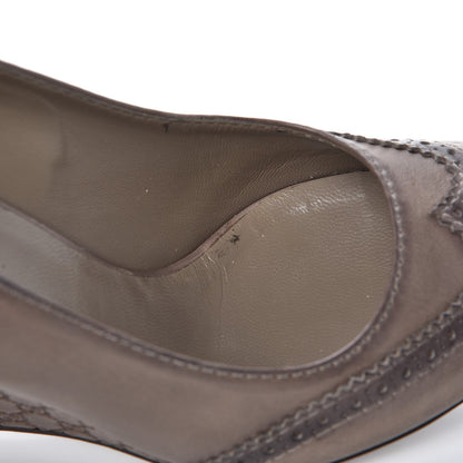 Gucci Saddle Soft Lux Tamponato MIcroguccissima Peep Toe Wedges 38.5 New Fango 17 of 19