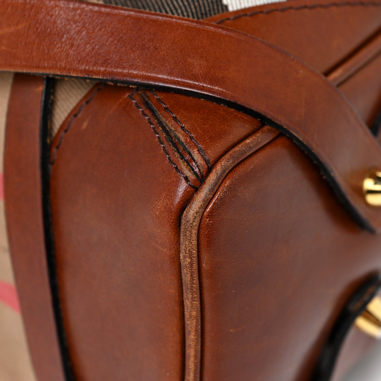 House Check Bridle Calfskin Medium Gosford Hobo Dark Tan