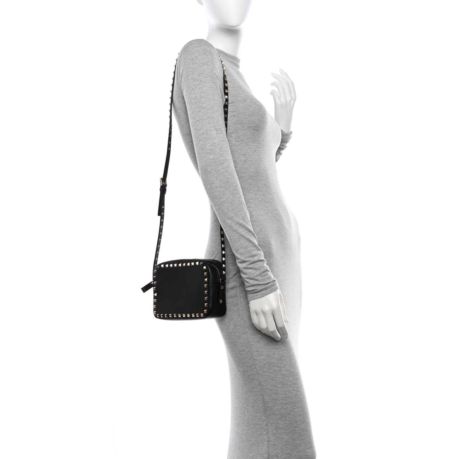 Valentino Garavani Calfskin Rockstud Camera Crossbody Bag Black 2 of 11