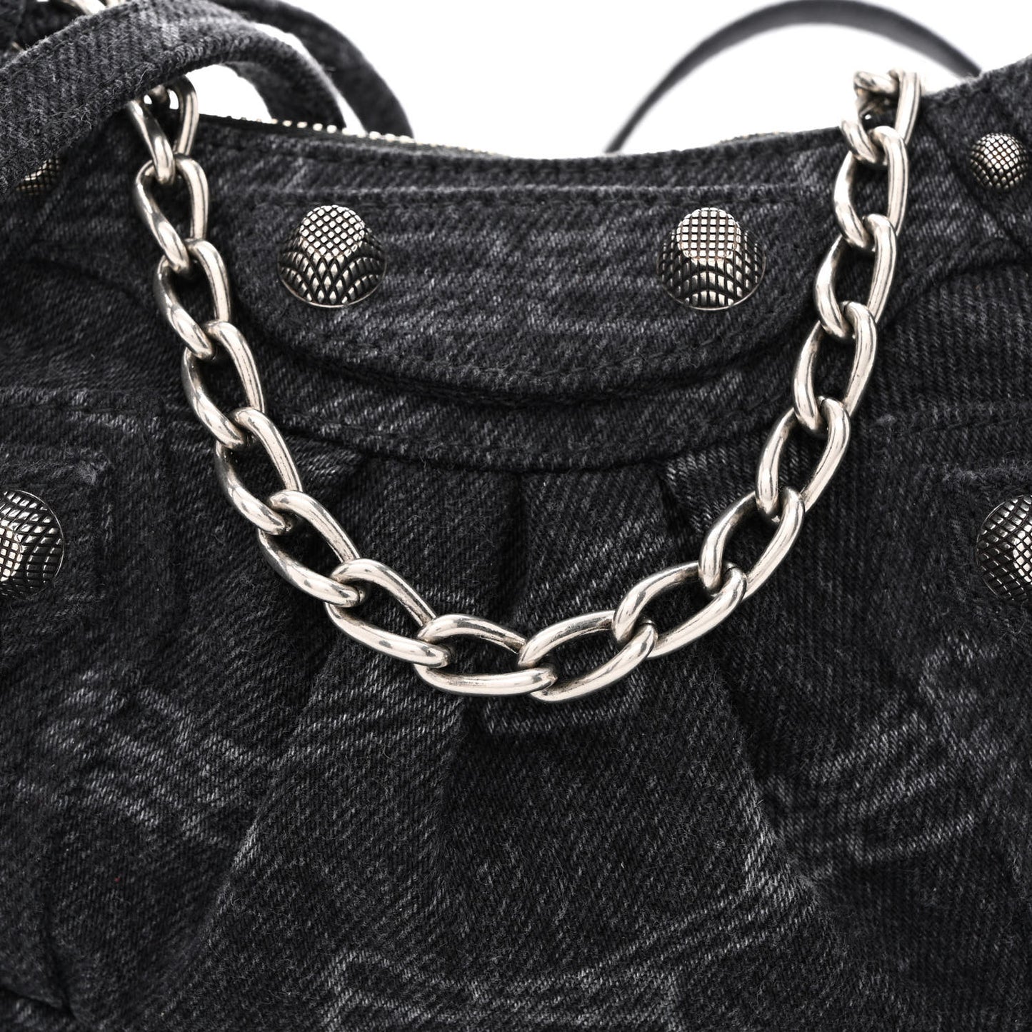 Washed Denim BB Monogram Le Cagole Mini Purse With Chain Black