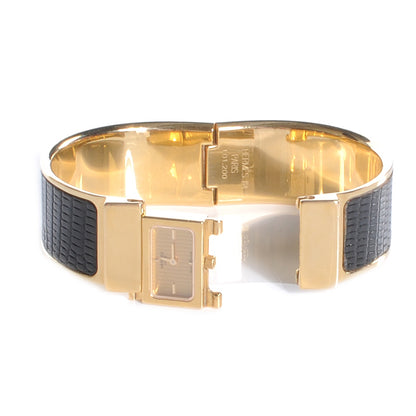 Hermes Stainless Steel Lizard 19mm Loquet Quartz Watch Noir 6 of 7