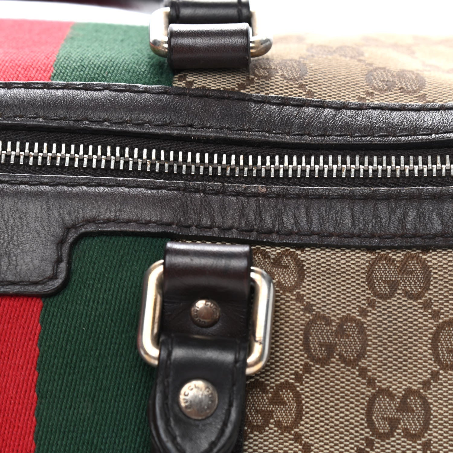 Gucci Monogram Vintage Web Medium Boston Dark Brown 21 of 26