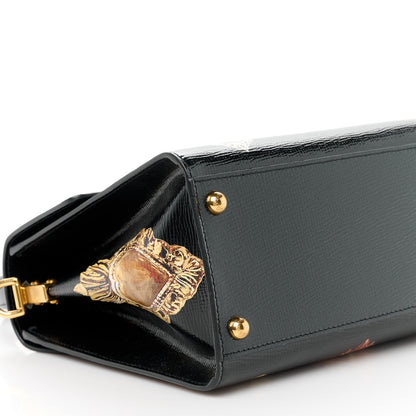 Dolce & Gabbana DOLCE GABBANA Grained Calfskin Heart Printed Welcome Satchel Black Multicolor 10 of 11
